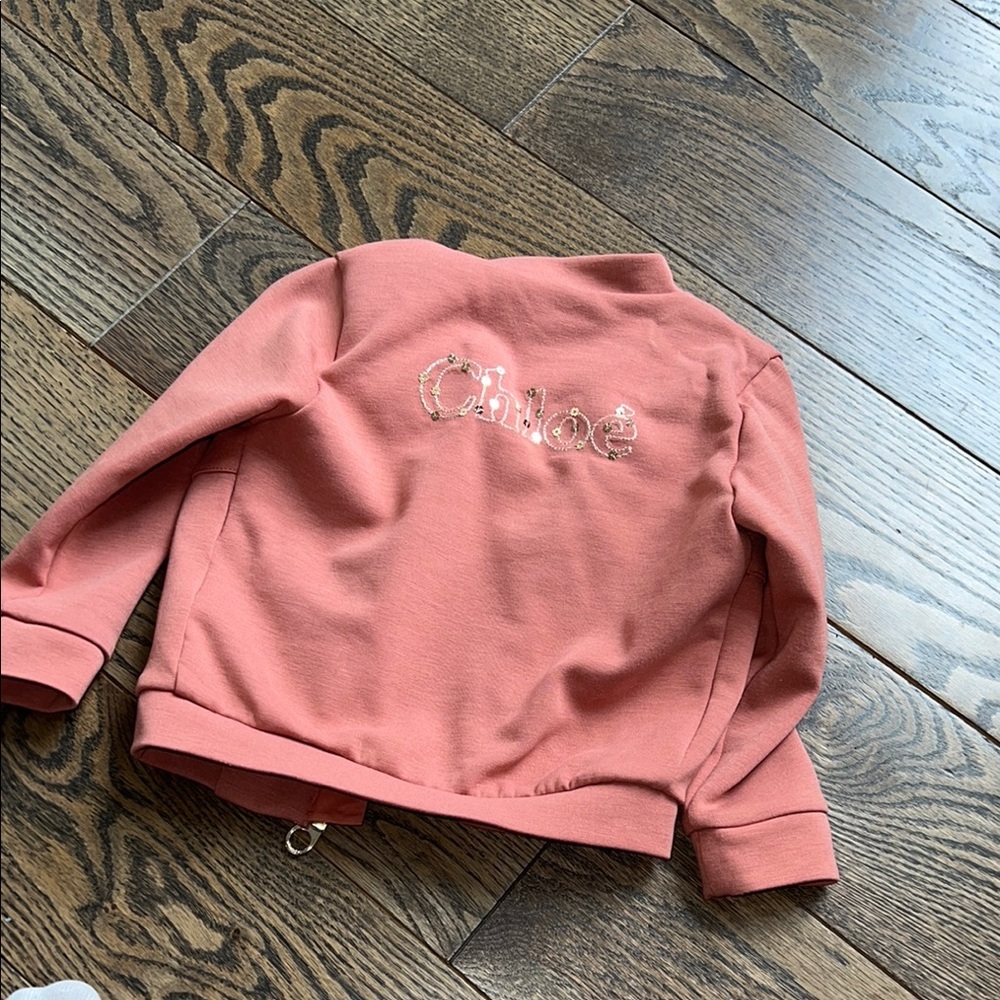 Chloe sequin logo Soft Pink Jacket with Zipper and Ribbed Cuffs 18 months baby - Picture 12 of 16